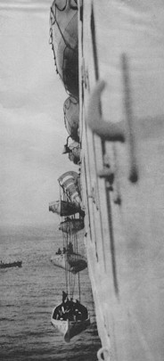 Duty done. Ile de Frances' sailors and boats return and are hoisted aboard. At 4:58 a.m., released by Captain Calamai, the Ile de France radioed, "No more help needed."